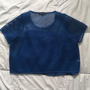 Blue Mesh Eloquii Crop Top Shirt Size 24